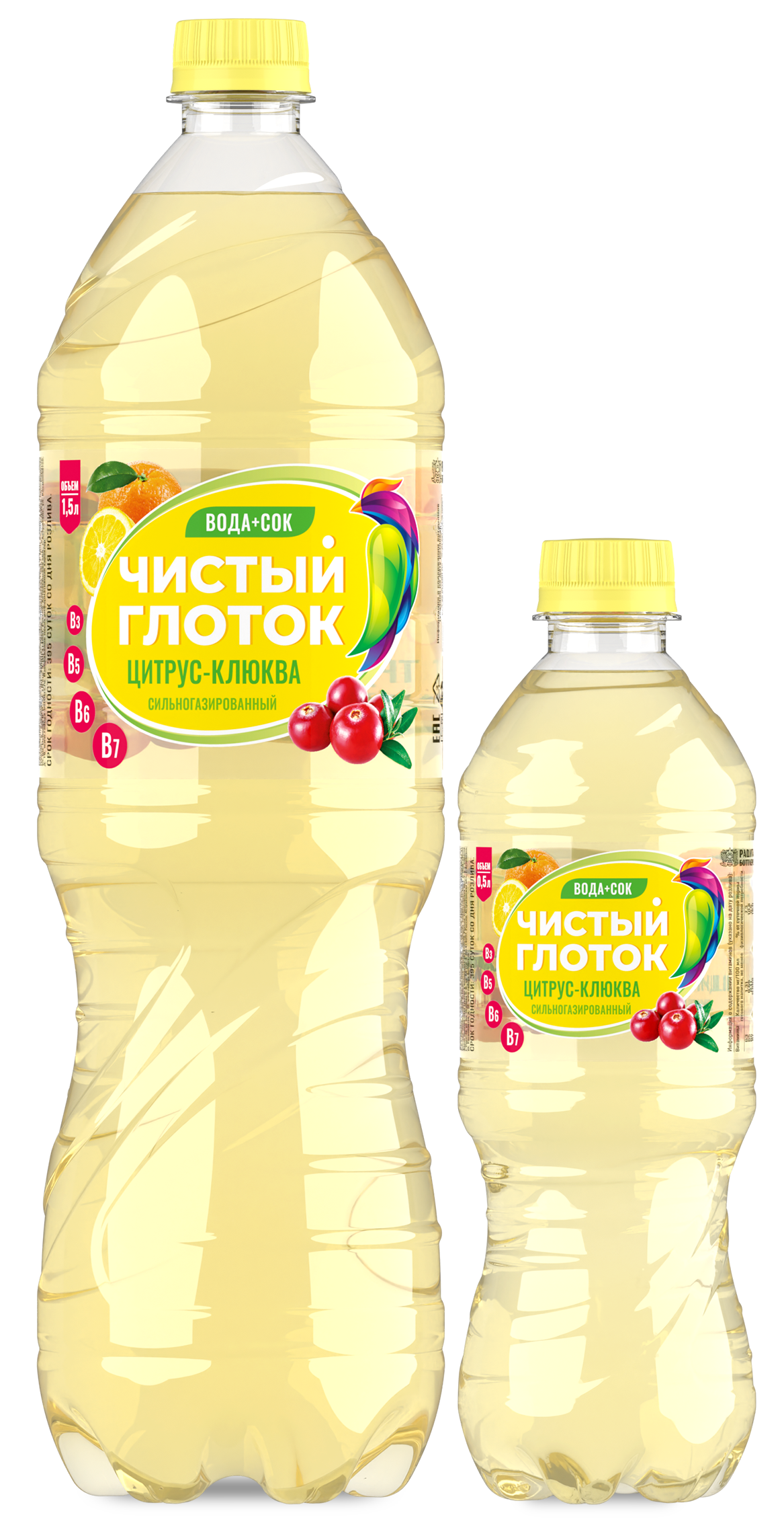 Напиток ТМ "Чистый глоток" сильногазированный со вкусом цитрус-клюква