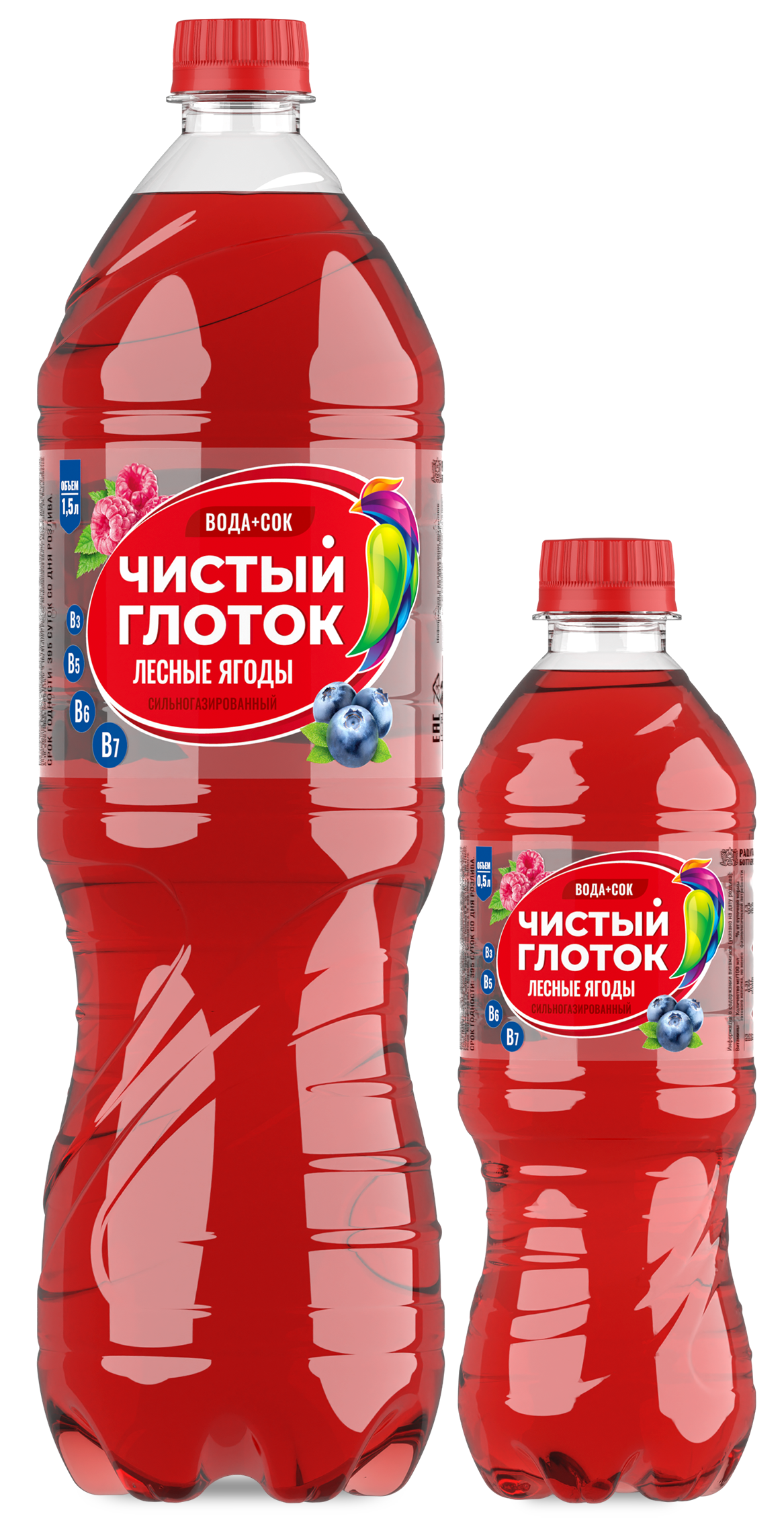 Напиток ТМ "Чистый глоток" сильногазированный со вкусом лесных ягод